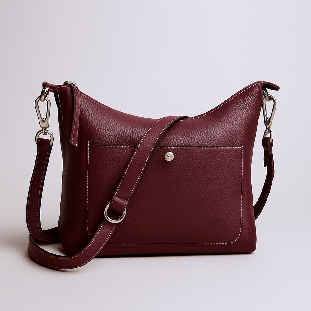 Roots Large Pebbled Leather Tote Bag In Merlot